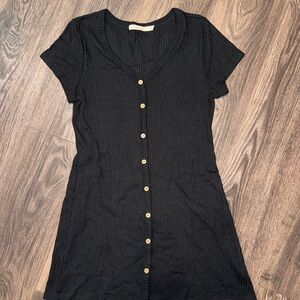 Liberty Love Black Knit Mini Dress With Buttons